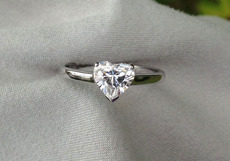 14k Rose Gold Heart Shaped Diamond Ring