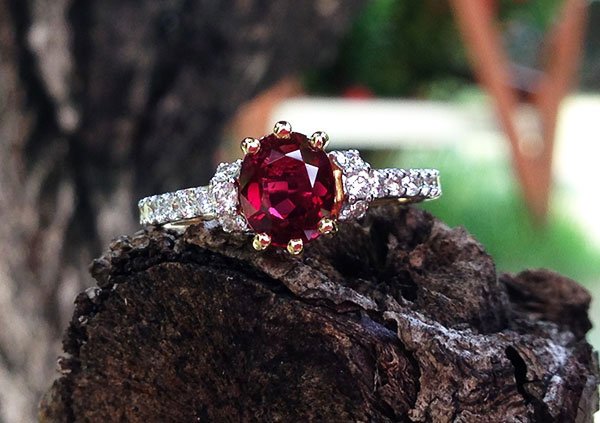 Ruby & Diamond Three Stone Ring – Pico Jewelry