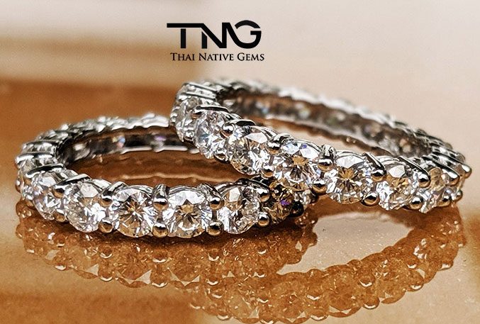 5.30ct Diamond Eternity Wedding Bands Platinum PT950