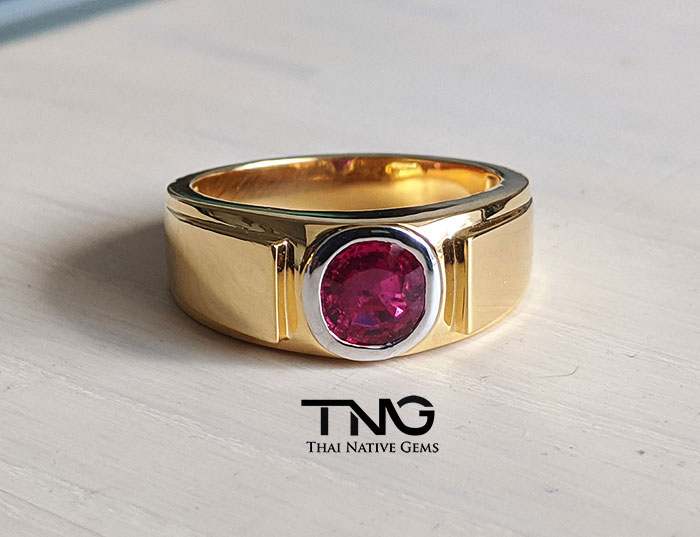 Man Ruby Gold Engagement Ring