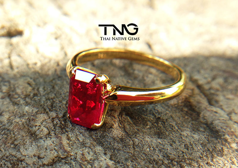 Octagon Ruby Yellow Gold Engagement Ring