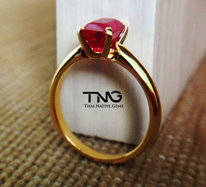 Octagon Ruby Yellow Gold Engagement Ring in Bangkok