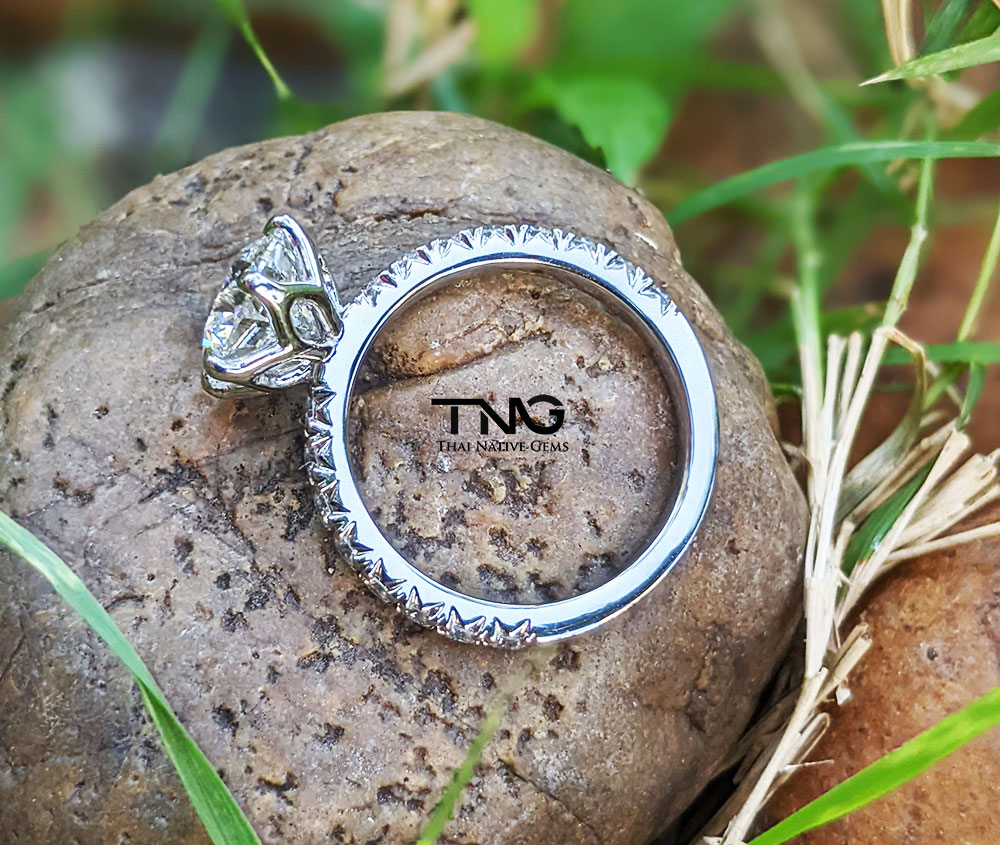 2 carat Lab Grown Diamond Platinum Engagement Ring Side Profile