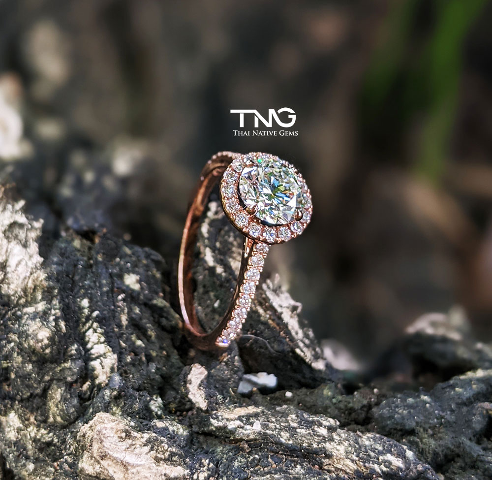 Lab Grown Diamond Solitaire Engagement Ring Rose Gold from Bangkok Thailand