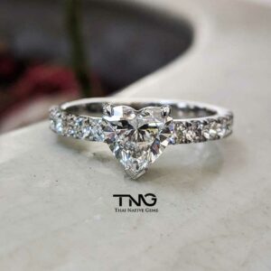 GIA Certified 0.90 carat Heart & Round Brilliant Natural Diamond Platinum Engagement Ring