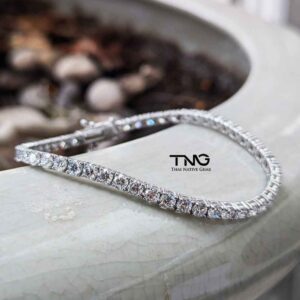 Lab Grown Diamond Tennis Bracelet set in 18K White Gold from Bangkok, Thailand