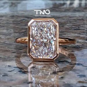 3.74 carats Radiant Lab Grown Diamond Engagement Ring GIA F-VVS2 from Bangkok Thailand