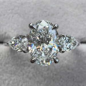 2 carats IGI Oval & Pear Lab Grown Diamond Ring from Bangkok