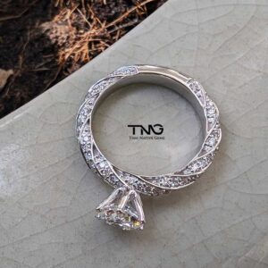 Lab Grown 1.30 Carat E-VS1 Cinderella Diamond Ring in 18K White Gold